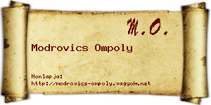 Modrovics Ompoly névjegykártya